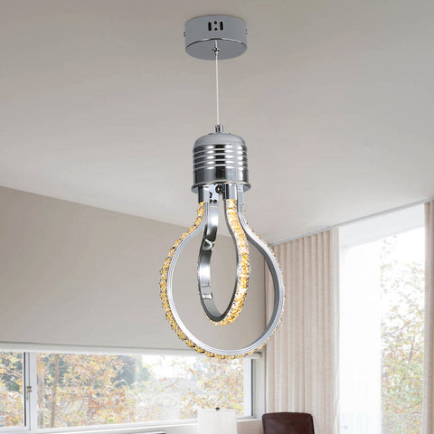 Lámpara de araña moderna, lámpara de techo de cristal LED 21 W 3000 K, lámpara colgante de aluminio para dormitorio, cocina, comedor, bar, pasillo, sala de exposiciones, altura ajustable