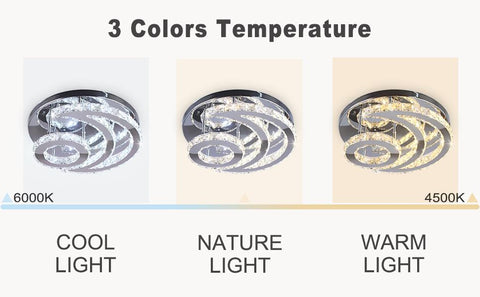 Lámpara de techo LED de cristal, lámpara de techo redonda moderna regulable 3000K/4000K/6000K para sala de estar, dormitorio, comedor y oficina