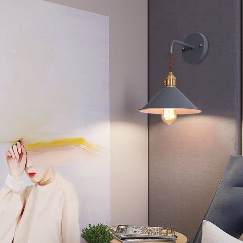 Lámpara de pared regulable enchufable para dormitorio de estilo nórdico vela macarrón pasillo de escalera creativo europeo simple con lámpara de pared con interruptor gris (bombilla no incluida)