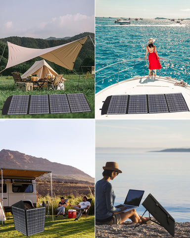 Panel Solar 120W - Energía Monocristalina, 3 Interfaces, Salida DC 19V/6.31A, USB QC3.0 24W y Tipo-C PD45W