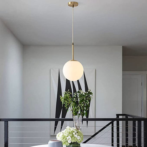 Lámpara LED de noche para dormitorio, lámpara de techo con bola de cristal con personalidad nórdica de un solo cabezal, lámpara colgante creativa simple posmoderna, decoración del comedor del hogar, iluminación interior (bombilla no incluida)