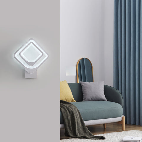 Aplique de pared interior de 32 W, lámpara de pared LED blanca, giratoria cuadrada, para escaleras interiores, sala de estar y dormitorio