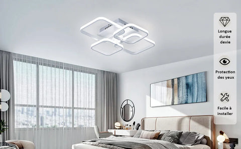 Lámpara de techo LED, lámpara de techo moderna para sala de estar, luz tricolor 3000 K, lámpara de techo blanca cuadrada simple para dormitorio, oficina, 58X46 CM