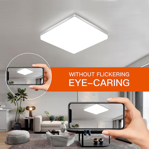 Lámpara de Techo LED Cuadrada, Lámpara de Techo LED, Lámpara de Techo LED IP44, Lámpara de Techo Aplicable a Baño, Sala de Estar, Cocina, Dormitorio, Pasillo, Balcón 48W 6500K（30x30CM）