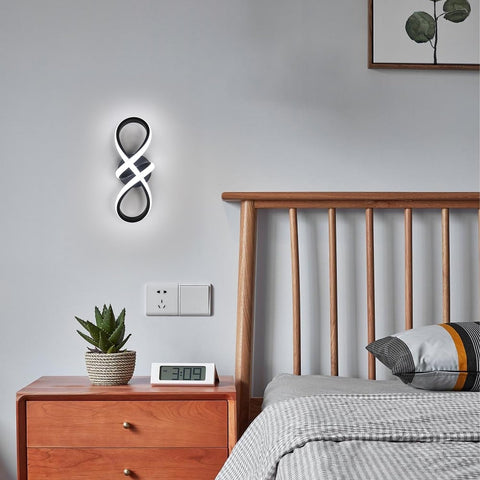 Lámpara de techo LED moderna Lámpara de pared LED de 20 W Forma de 8 Lámparas de pared Blanco frío 6000 K para dormitorio, sala de estar, pasillo, entrada negro