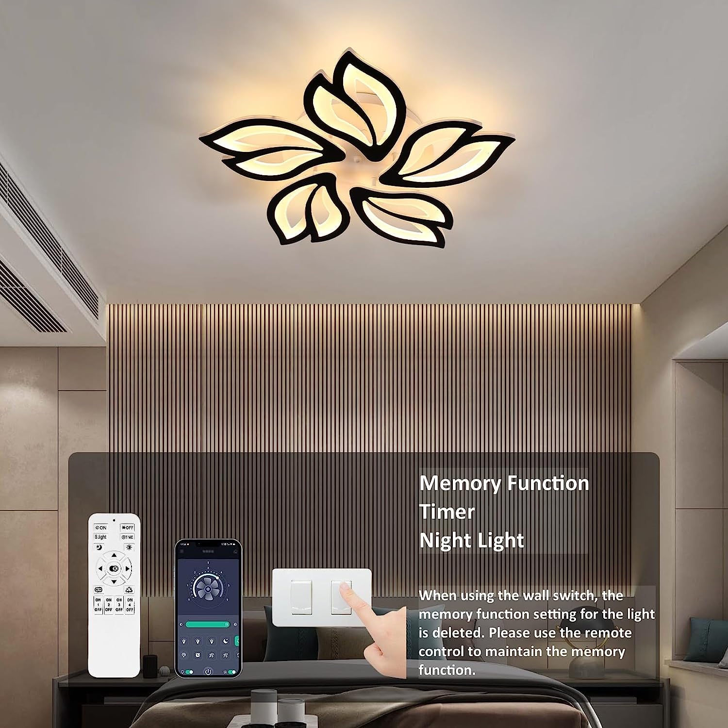 Plafonnier LED Dimmable, Creative Fleur de Forme Lampe de Plafond Moderne Lustres LED,