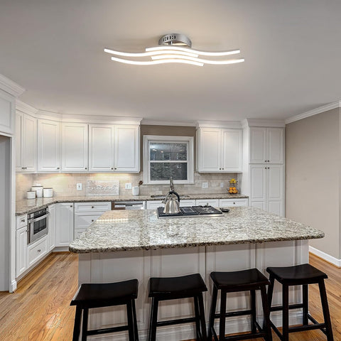 Lámpara de techo LED de diseño moderno con forma de onda, lámpara de techo de 24W, blanco cálido, 3000K, para sala de estar, dormitorio, comedor, oficina