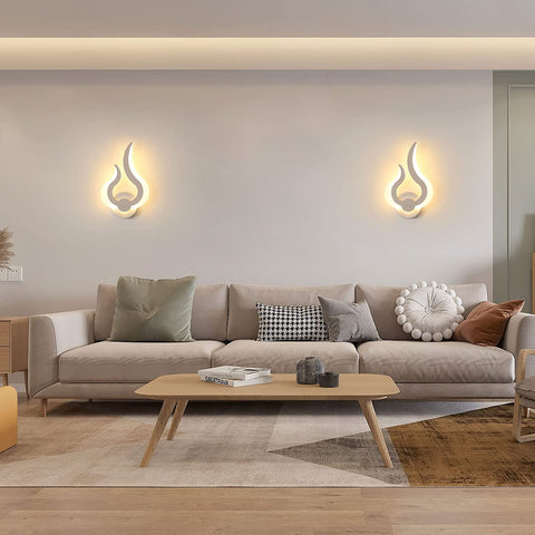Lámpara de pared LED para interiores, lámpara de pared LED moderna de 12 W, blanco cálido 3000 K, 220 V, acrílico, forma de llama, luces nocturnas montadas, para sala de estar, pasillo, dormitorio, W18cm * H30cm