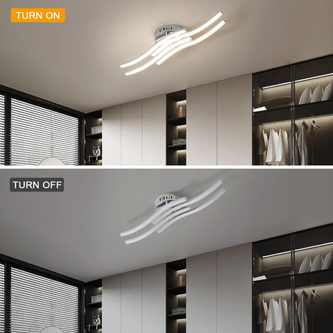 Lámpara de techo LED de diseño moderno con forma de onda, lámpara de techo de 24W, blanco cálido, 3000K, para sala de estar, dormitorio, comedor, oficina
