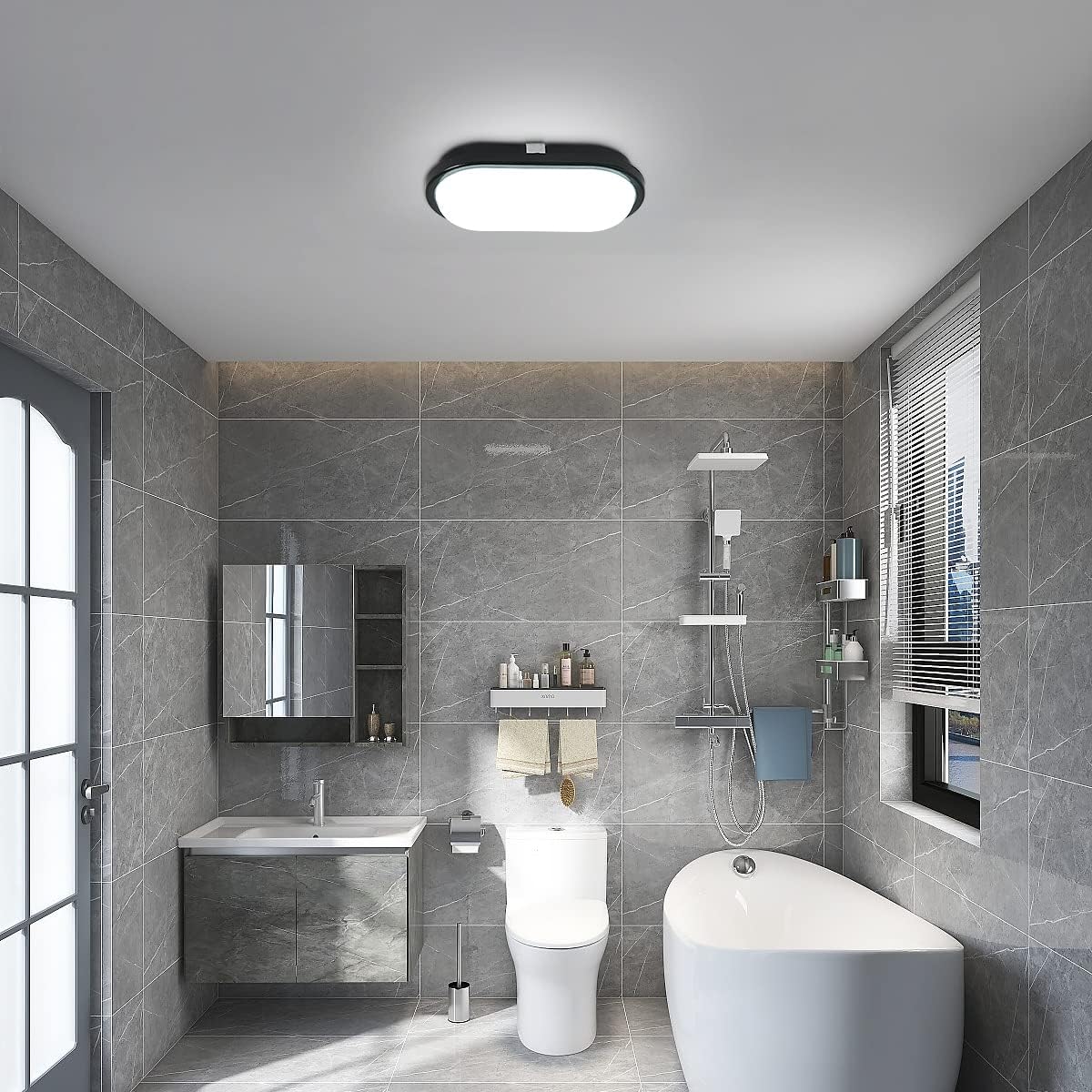 Plafonnier LED Ovale plafonnier LED salle de bain étanche IP54 Blanc