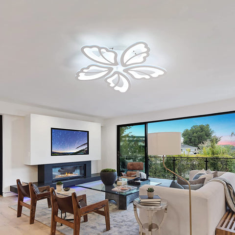 Luces de techo LED, lámpara de techo moderna de 36 W, luz blanca fría de 3500 lm 6000 K para sala de estar, dormitorio y pasillo (5 luces de techo acrílicas)