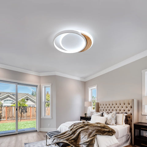 Lámpara de techo LED moderna, lámpara de techo moderna de 28 W, accesorio de iluminación de madera redondo de Ø30 cm * 5 cm, lámpara de techo LED para dormitorio, cocina, pasillo, entrada, luz blanca fría, 6000 K