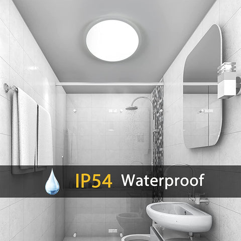 Lámpara de Techo LED Regulable, Lámpara de Techo para Baño IP54, 24W 3100LM, 2700-6500K RGB Lámpara de Techo Moderna Impermeable con Control Remoto para Sala de Estar, Dormitorio (Ø28cm)