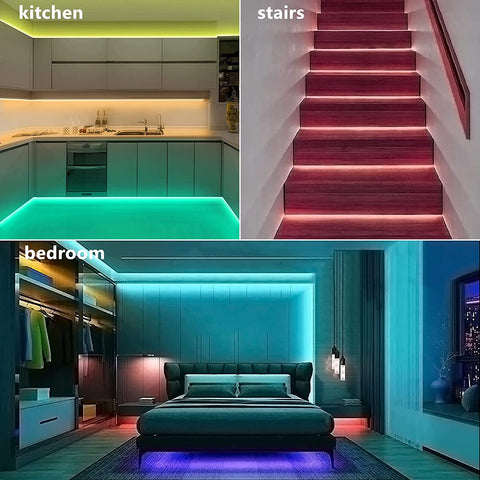 Tira LED WiFi APP Tira LED 10M, Sincronización Dormitorio LED con Música, Luz LED Multicolor con Control Remoto para Dormitorio, Cocina, TV, Fiesta