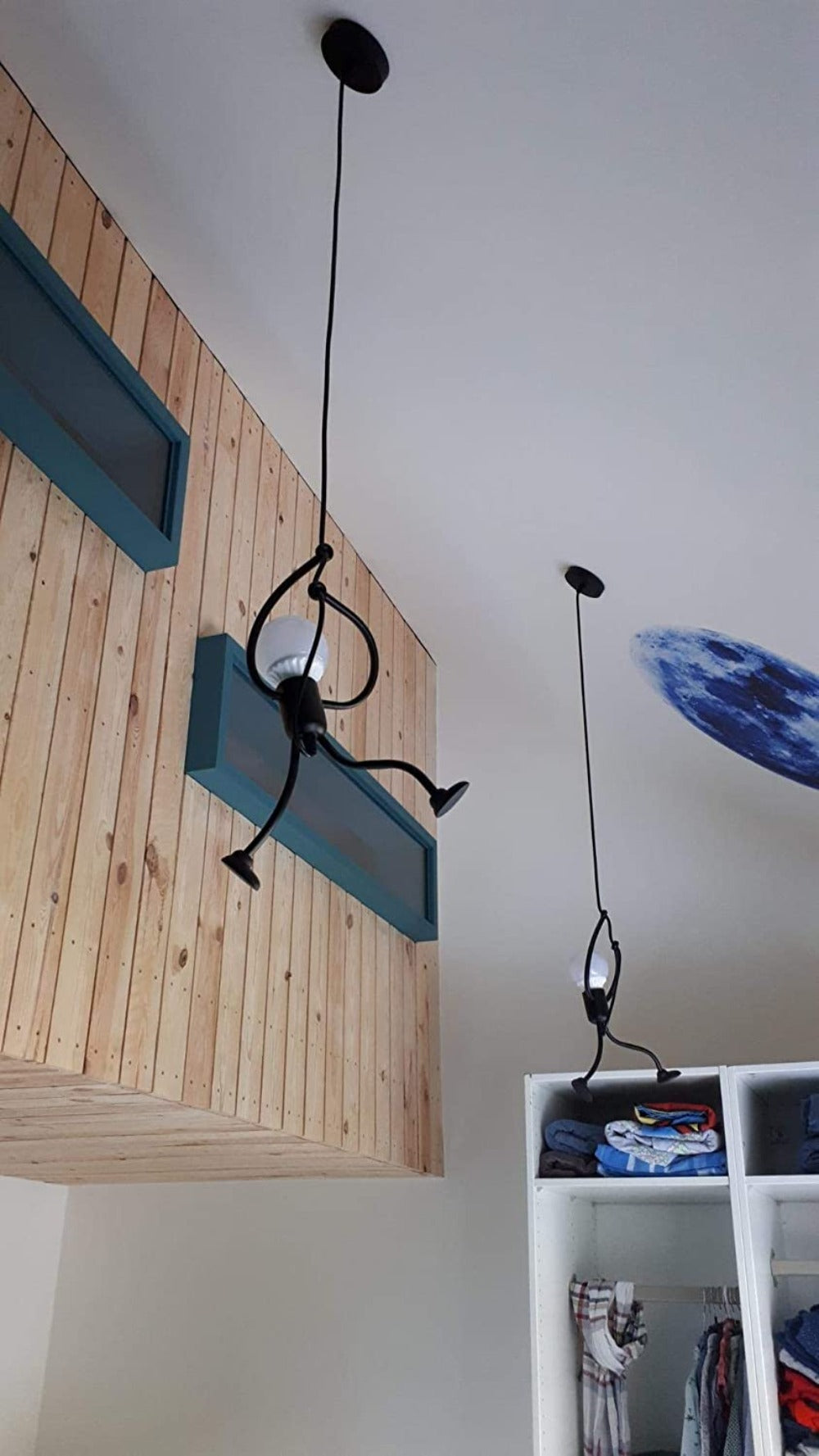 Lámpara colgante para sala de estar E27, lámpara de hierro para habitación de niños, lámpara creativa para sala de estar de dibujos animados
