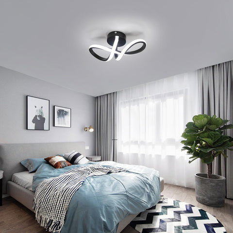 Lámpara de techo LED moderna Lámpara de pared LED de 20 W Forma de 8 Lámparas de pared Blanco frío 6000 K para dormitorio, sala de estar, pasillo, entrada negro