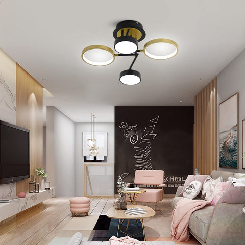 Lámpara de techo LED moderna de 28 W, lámpara de techo redonda, 4 anillos, lámpara de techo para dormitorio, sala de estar, pasillo, oficina, comedor, cocina