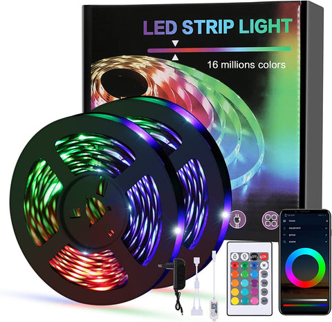 Tira LED WiFi APP Tira LED 10M, Sincronización Dormitorio LED con Música, Luz LED Multicolor con Control Remoto para Dormitorio, Cocina, TV, Fiesta