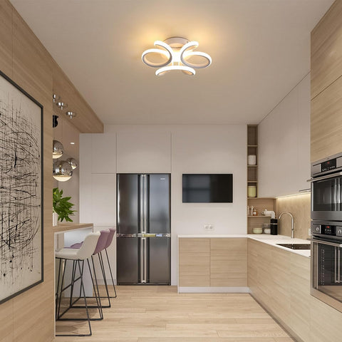 Lámpara de techo LED, lámpara de araña de 22 W, lámpara de techo de diseño curvo moderno para pasillo, balcón, sala de estar, cocina, baño, dormitorio, diámetro 26 cm, 3000 K, blanco cálido