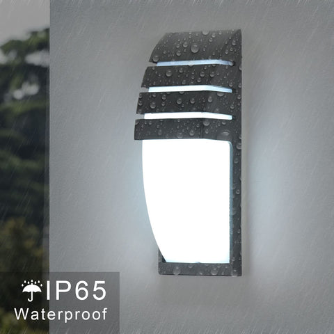 Aplique de pared interior/exterior, luces de pared LED blancas frías negras de 12 W 6000 K, lámpara de pared exterior impermeable IP65 para patio, jardín, terraza, cerca, patio