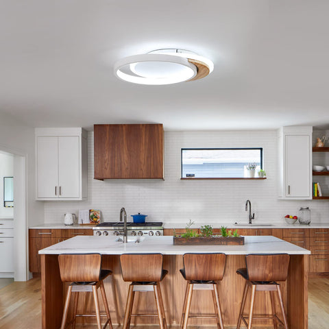 Lámpara de techo LED moderna, lámpara de techo moderna de 28 W, accesorio de iluminación de madera redondo de Ø30 cm * 5 cm, lámpara de techo LED para dormitorio, cocina, pasillo, entrada, luz blanca fría, 6000 K