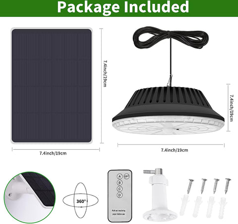 Luces solares separadas para exteriores, interiores, impermeables IP65, lámpara colgante solar de 4 modos con control remoto, luz solar de pared con cable de 5 m para jardín, garaje, patio, escaleras, patio