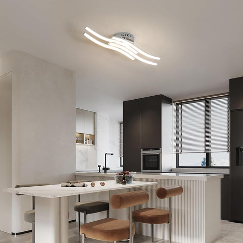 Lámpara de techo LED de diseño moderno con forma de onda, lámpara de techo de 24W, blanco cálido, 3000K, para sala de estar, dormitorio, comedor, oficina