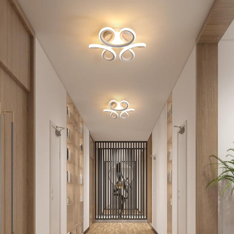 Lámpara de techo LED, lámpara de araña de 22 W, lámpara de techo de diseño curvo moderno para pasillo, balcón, sala de estar, cocina, baño, dormitorio, diámetro 26 cm, 3000 K, blanco cálido