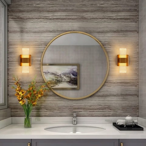 Lámpara de pared interior LED regulable de 10 W, lámpara de pared de diseño acrílico romántico creativo moderno, lámpara de noche con luz de 3000 K-6000 K para dormitorio, sala de estar, pasillo (dorado)