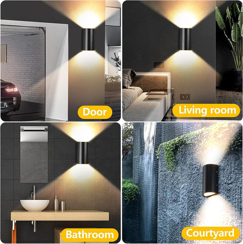 Aplique de pared para exterior, lámpara de pared LED de 10 W, blanco cálido, 3000 K, impermeable, IP65, para entrada, pasillo, patio, jardín, terraza, balcón, garaje, negro
