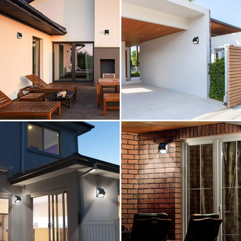 4 Uds colector Solar luz al aire libre 220 LED Sensor de movimiento lámpara de pared LED para patio jardín pasillo terraza cerrar pared camino Patio Villa