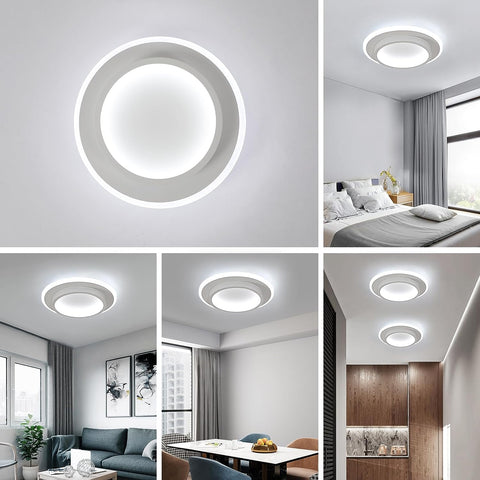 Luz de techo LED 21W Lámpara de techo redonda de diseño moderno Blanco frío 6000K para sala de estar Dormitorio Comedor Oficina Blanco