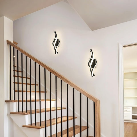 Lámpara de pared LED de 22 W, lámpara de pared moderna en forma de espiral, blanco neutro, 4000 K, para dormitorio, sala de estar, pasillo, entrada, color negro