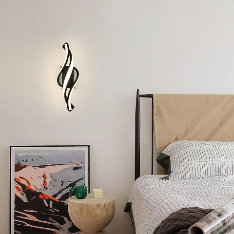 Lámpara de pared LED de 22 W, lámpara de pared moderna en forma de espiral, blanco neutro, 4000 K, para dormitorio, sala de estar, pasillo, entrada, color negro
