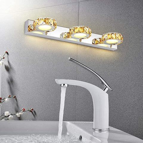 Lámparas de espejo de 9W, lámpara de cristal para baño, lámpara frontal de espejo moderna, luz blanca de 6000k, IP44, para espejos de baño, tocadores y gabinetes