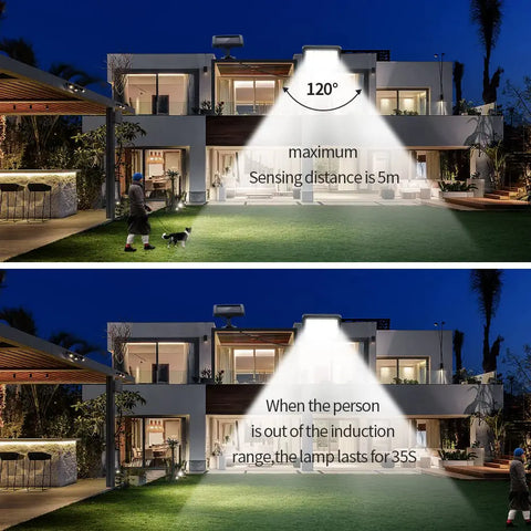 Lámpara Solar Exterior, Luz Solar con Sensor de Movimiento, Lámpara de Seguridad con Cable de 5M Impermeable IP65, 160 LED 3 Modos, para Cobertizo Garaje Jardín Balcón