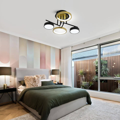 Lámpara de techo LED moderna de 28 W, lámpara de techo redonda, 4 anillos, lámpara de techo para dormitorio, sala de estar, pasillo, oficina, comedor, cocina
