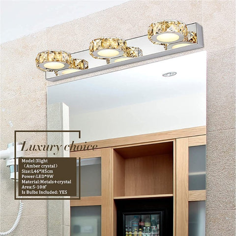 Lámparas de espejo de 9W, lámpara de cristal para baño, lámpara frontal de espejo moderna, luz blanca de 6000k, IP44, para espejos de baño, tocadores y gabinetes