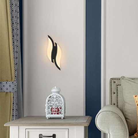 Luz de pared interior LED, lámpara de pared moderna 12W 2300LM, iluminación acrílica Lámpara de pared para sala de estar dormitorio escalera 3000K luz blanca cálida color negro