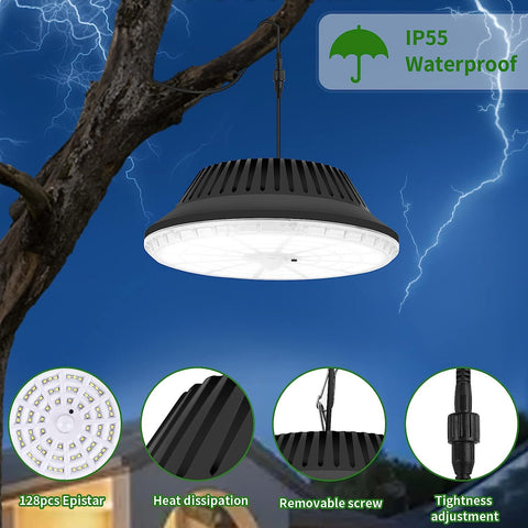 Luces solares separadas para exteriores, interiores, impermeables IP65, lámpara colgante solar de 4 modos con control remoto, luz solar de pared con cable de 5 m para jardín, garaje, patio, escaleras, patio