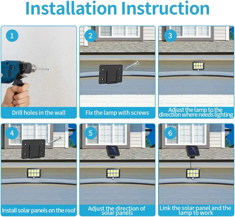 Lámpara Solar Exterior, Luz Solar con Sensor de Movimiento, Lámpara de Seguridad con Cable de 5M Impermeable IP65, 160 LED 3 Modos, para Cobertizo Garaje Jardín Balcón