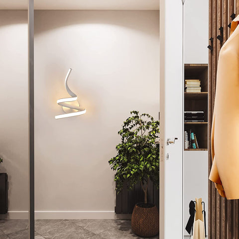 Lámpara de pared LED moderna con diseño en espiral, luz de pared interior 16W 1750LM, luces de pared LED interiores de color blanco cálido 3500K para dormitorio, sala de estar, escalera, pasillo