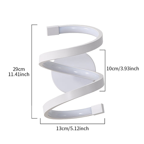Lámpara de pared LED para interiores, lámpara de pared en espiral blanca de 18W, lámpara de pared moderna para dormitorio, pasillo, oficina, luz blanca fría 6500K