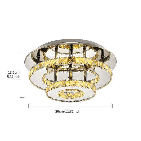 Lámpara de techo de cristal Espejo de acero inoxidable Redondo Moderno Lámpara LED Lámpara de iluminación 30 CM 36 W Blanco cálido (3000-4000 k)
