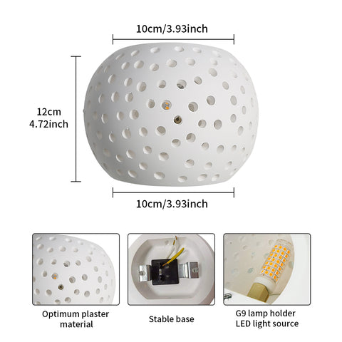 Aplique de pared moderno Aplique de pared de yeso blanco Aplique de pared LED 5W Iluminación blanca cálida para escaleras en el dormitorio Sala de estar Pasillo