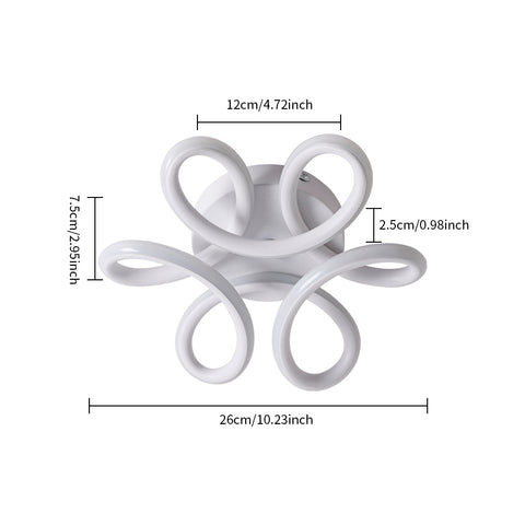 Lámpara de techo LED, lámpara de araña de 22 W, lámpara de techo de diseño curvo moderno para pasillo, balcón, sala de estar, cocina, baño, dormitorio, diámetro 26 cm, blanco frío 6000 K