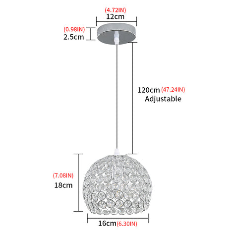 Lámpara de araña de cristal moderna Lámpara colgante de araña moderna E27 Lámpara colgante cromada con cable ajustable de 120 cm Adecuado para cocina, dormitorio, oficina, sala de estar (bombilla no incluida)