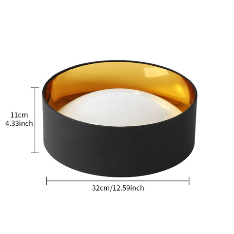 Lámpara de techo moderna 12W 1000LM, lámpara de techo con brillo negro y dorado de 3000K, lámpara LED con efecto cielo estrellado para sala de estar, dormitorio