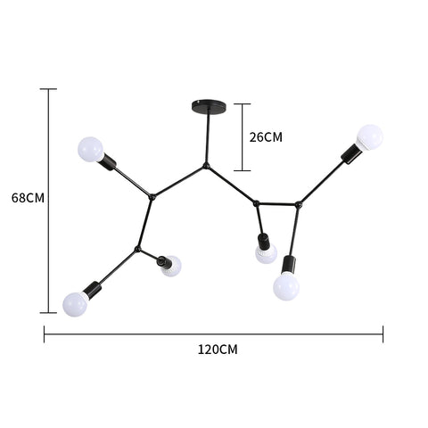 Lámpara de techo E27, candelabros de varios cabezales, iluminación moderna negra para sala de estar, dormitorio
