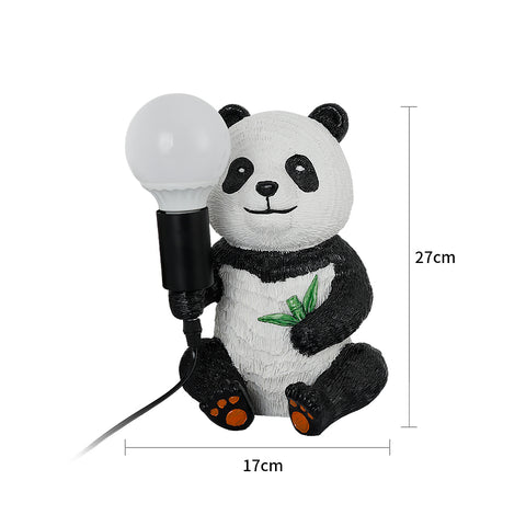 Lámparas de mesa de diseño de panda de resina, luz nocturna creativa moderna con cable enchufable, lámpara de escritorio LED de animales